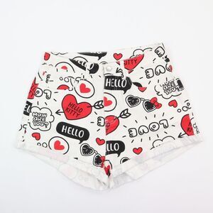 Shein Women's 2.5" Hello Kitty Shorts White Red Black All Over Print 0XL NWT